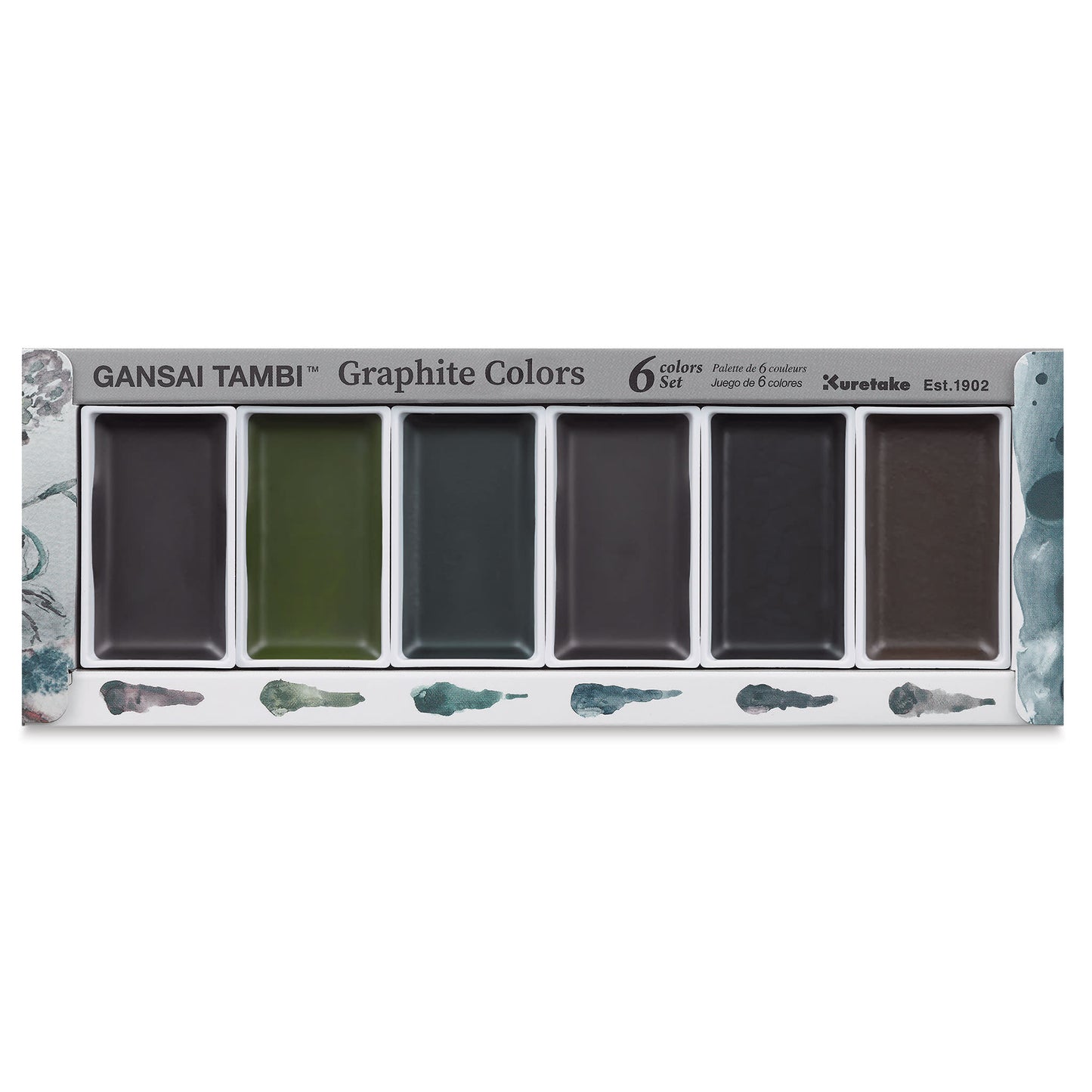 Kuretake Graphite Colors, Watercolor Paint Pigments, Set of 6