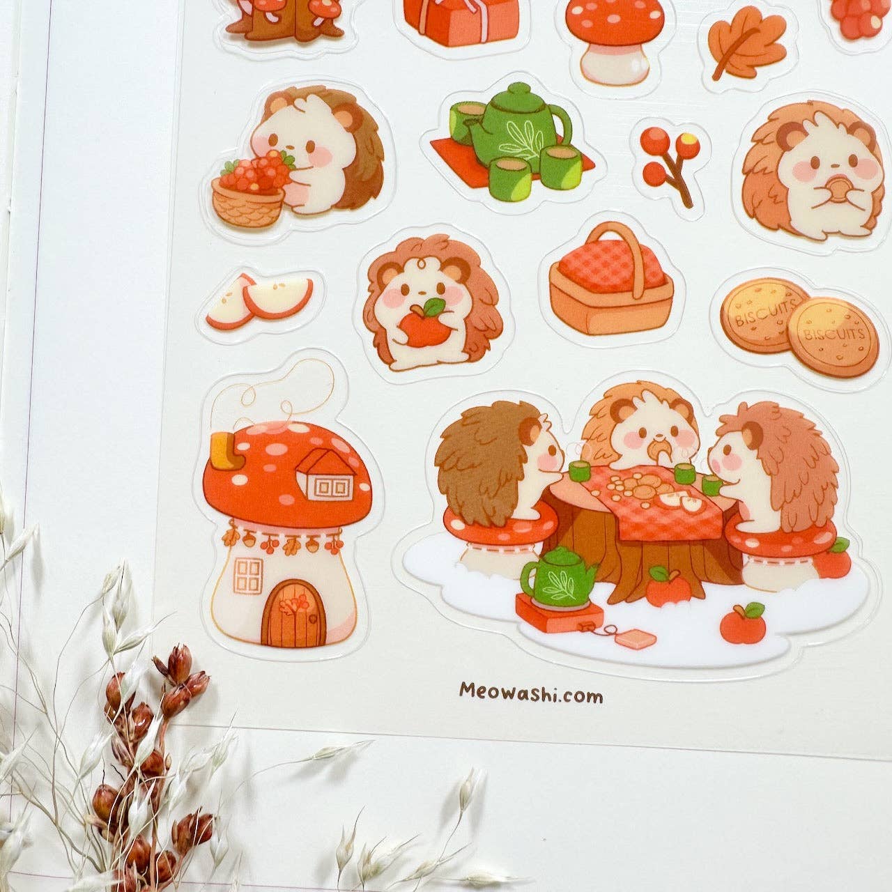 Hedgehog Tea Party Clear Sticker Sheet