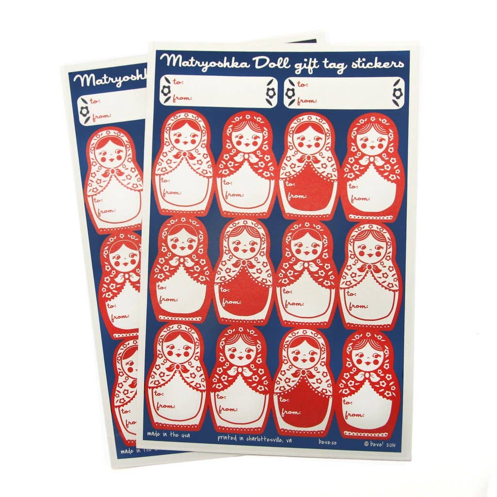 Matryoshka Doll Gift Tag Sticker Set