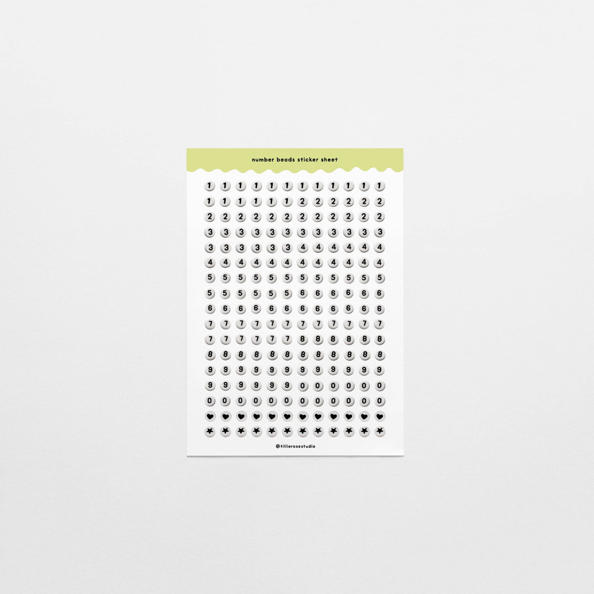 Number Bead Clear Vinyl Sticker Sheet
