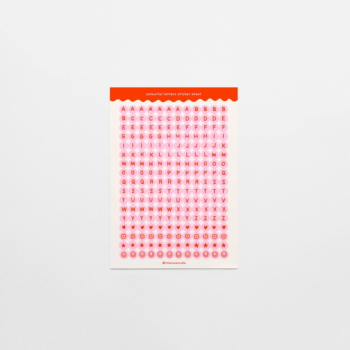 Pink and Red Letter Bead Sticker Sheet