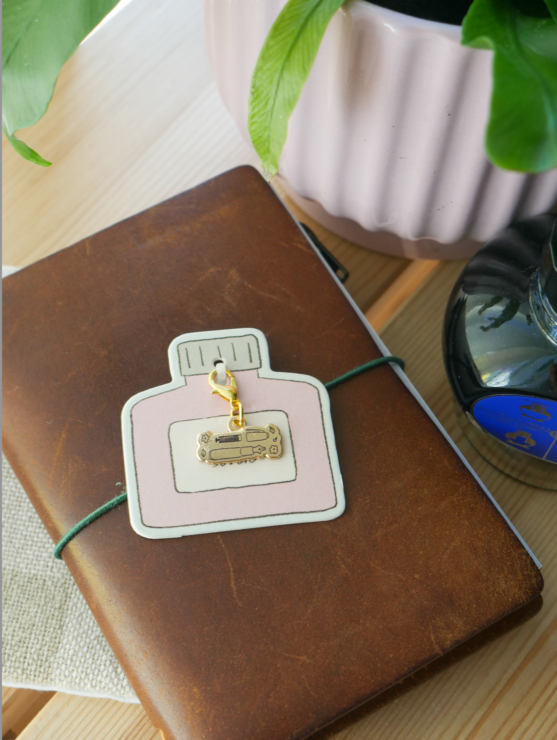 "handwritten with love" brass charm