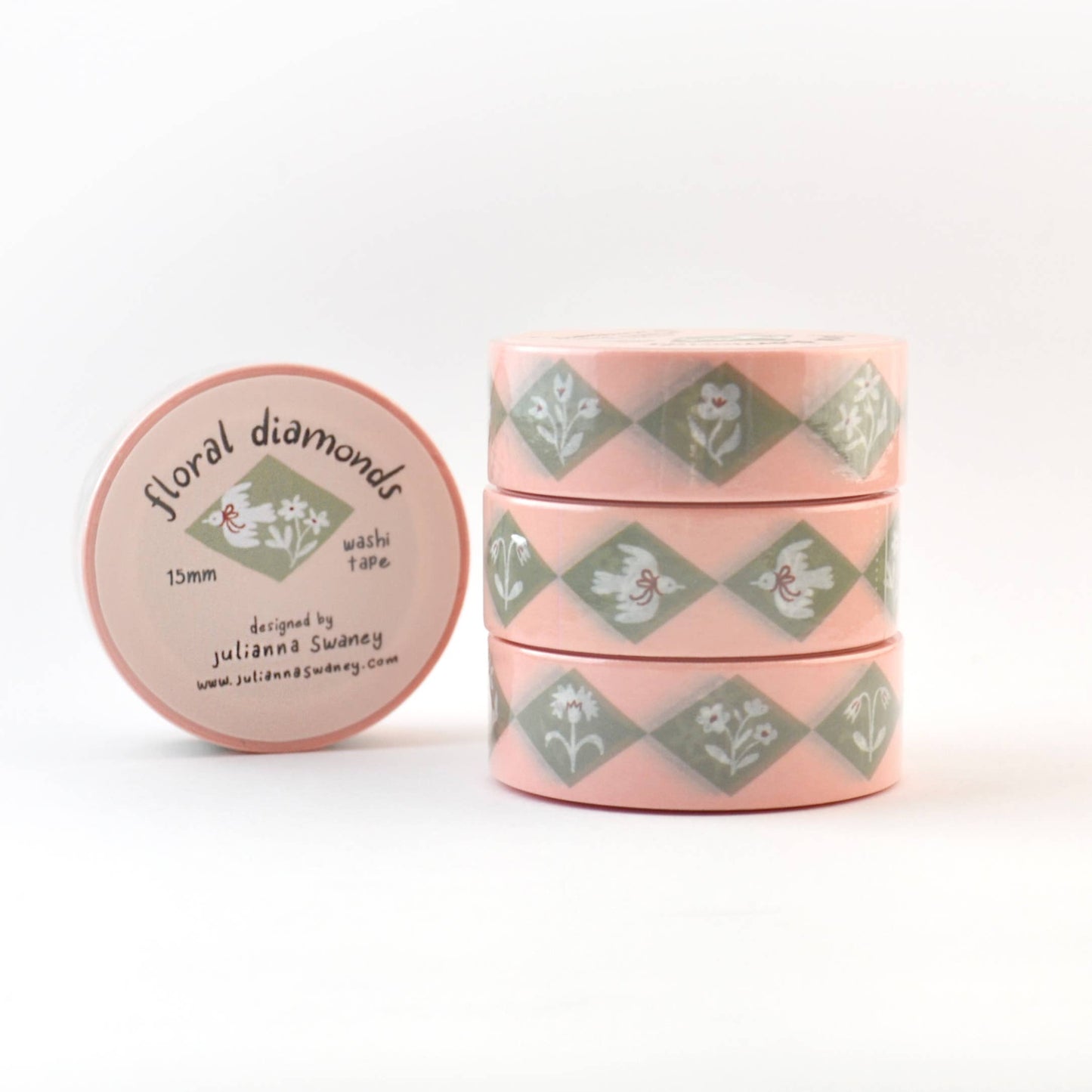 Floral Diamonds Green 15mm Washi Tape