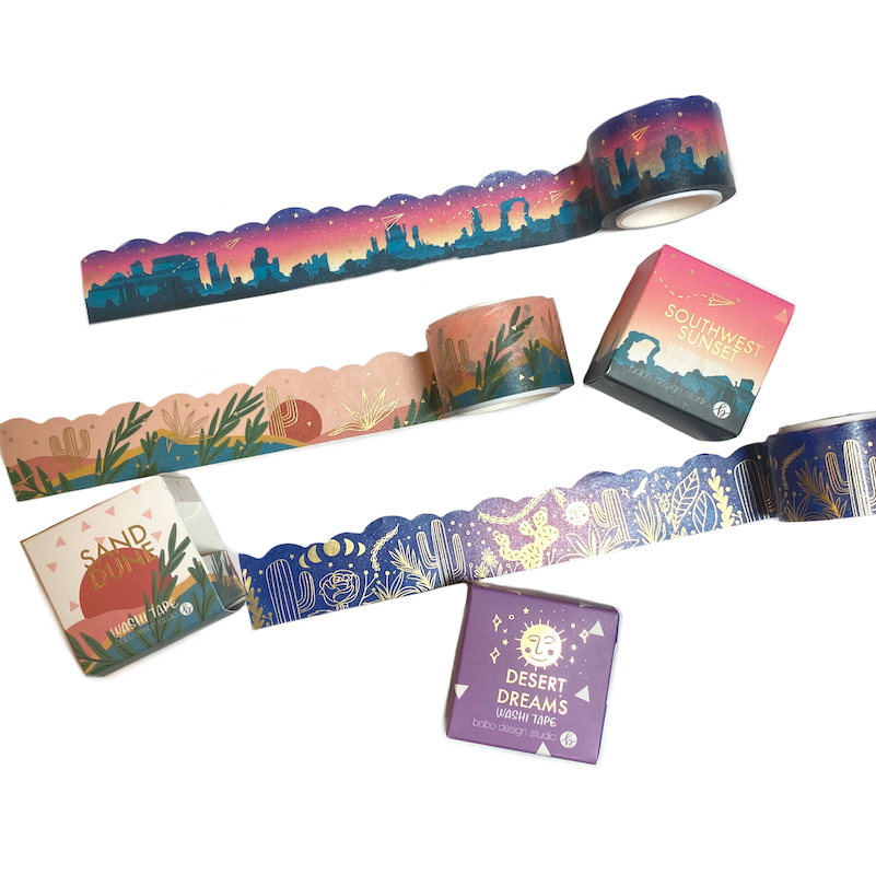 Southwest Sunset - Gold Foil Cloud Cut Washi Tape