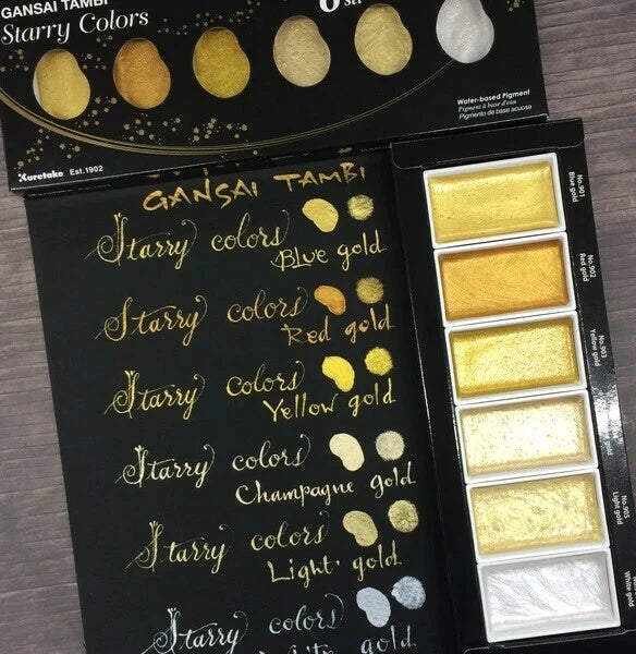 Kuretake Starry Colors, Watercolor Pigments, Set of 6