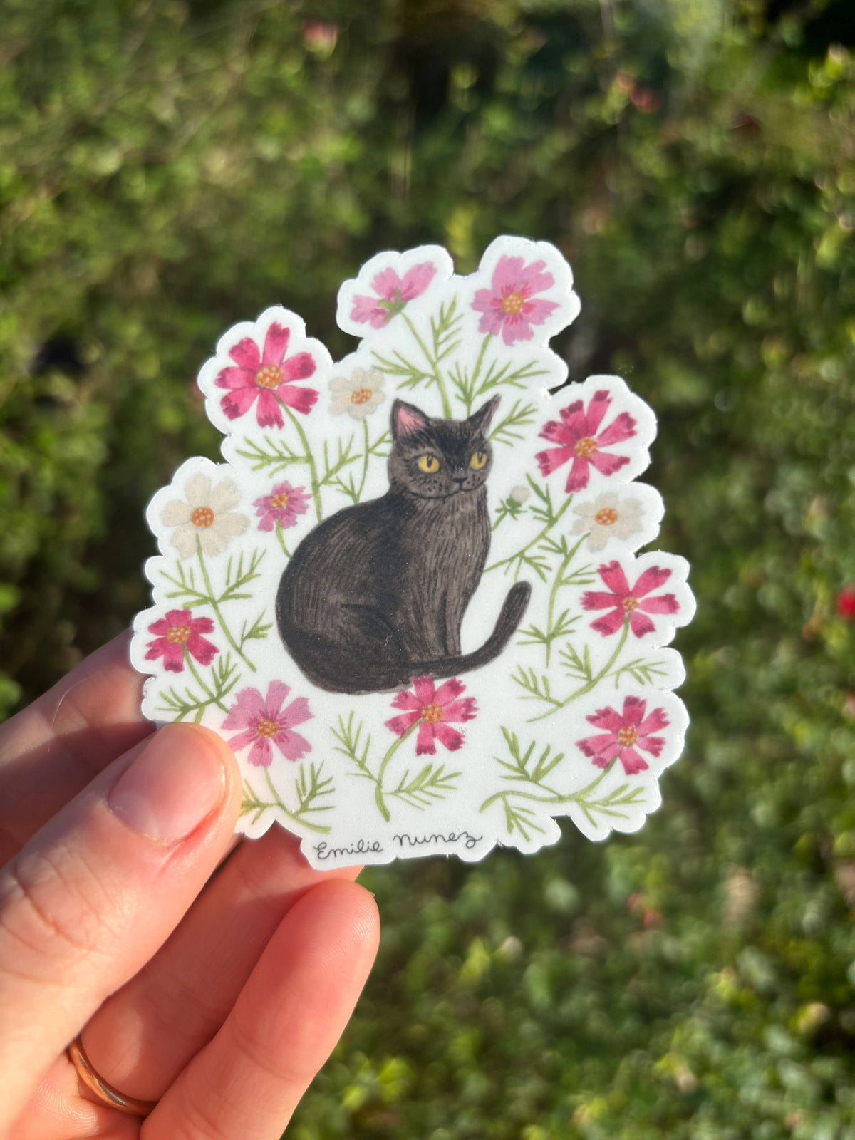 October- Cosmos & Black Cat Sticker