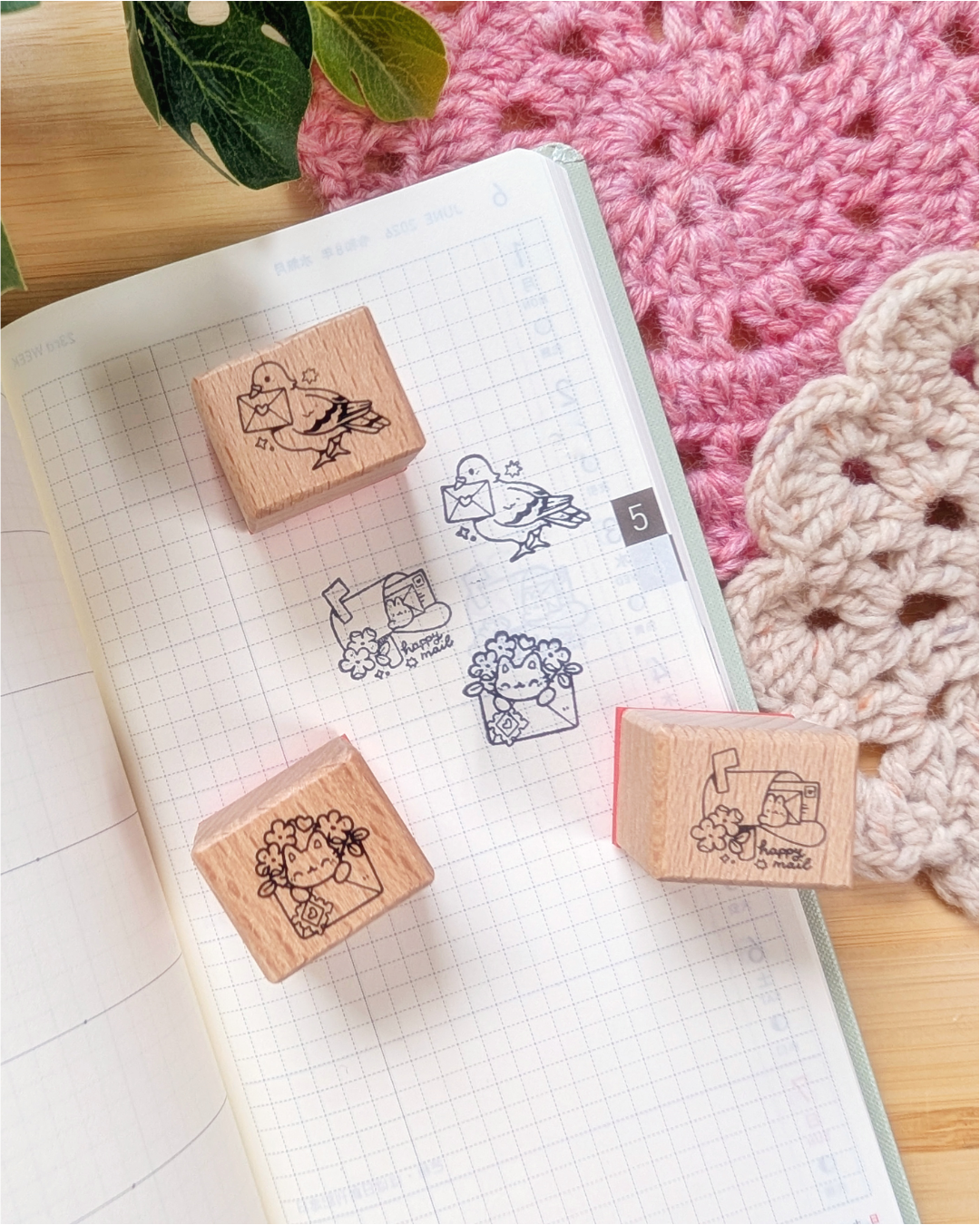 Pigeon Mail Delivery Service Small Wood Stamp