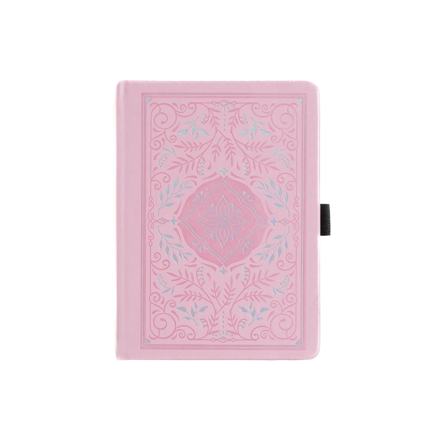Archer and Olive Storybook in Pink - B6 Notebook with silver and pink debossed pattern. A soft delicate pattern that spans the full width of the cover.