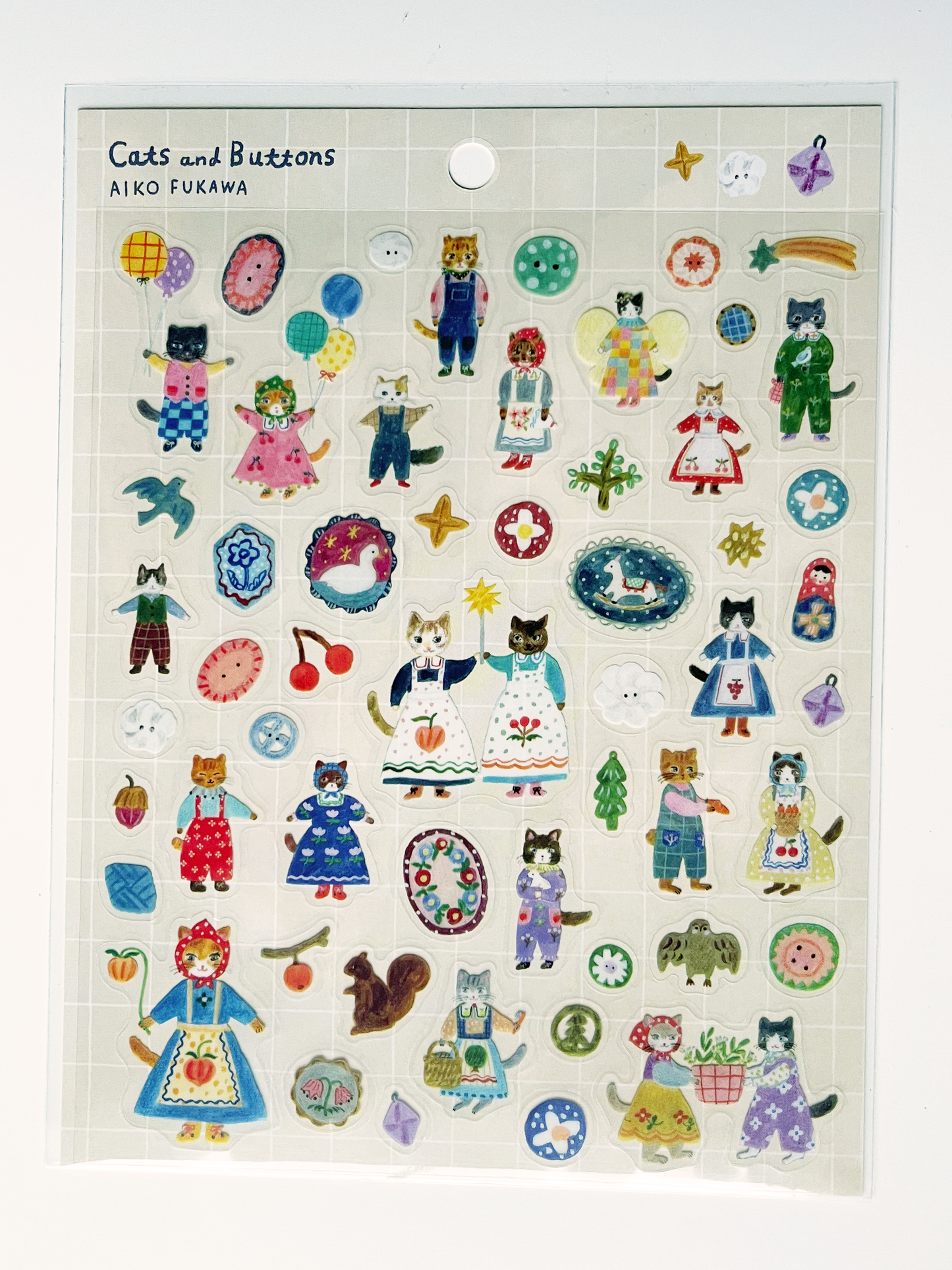 Cats and Buttons Sticker Sheet