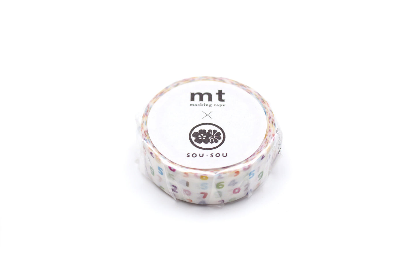 Roll of mt masking tape with colorful design on a white background