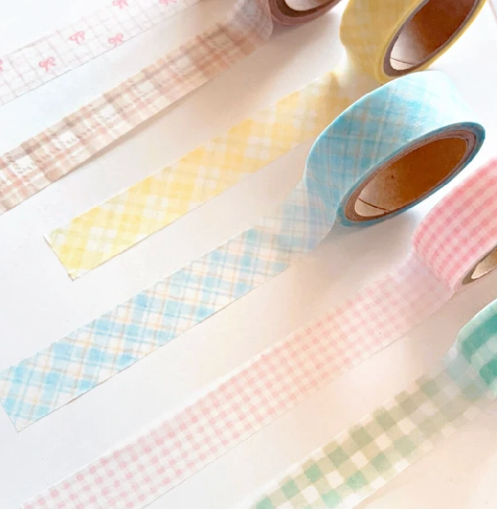 Mind Wave Light Blue Plaid, Pattern, Check 21 Masking Tape