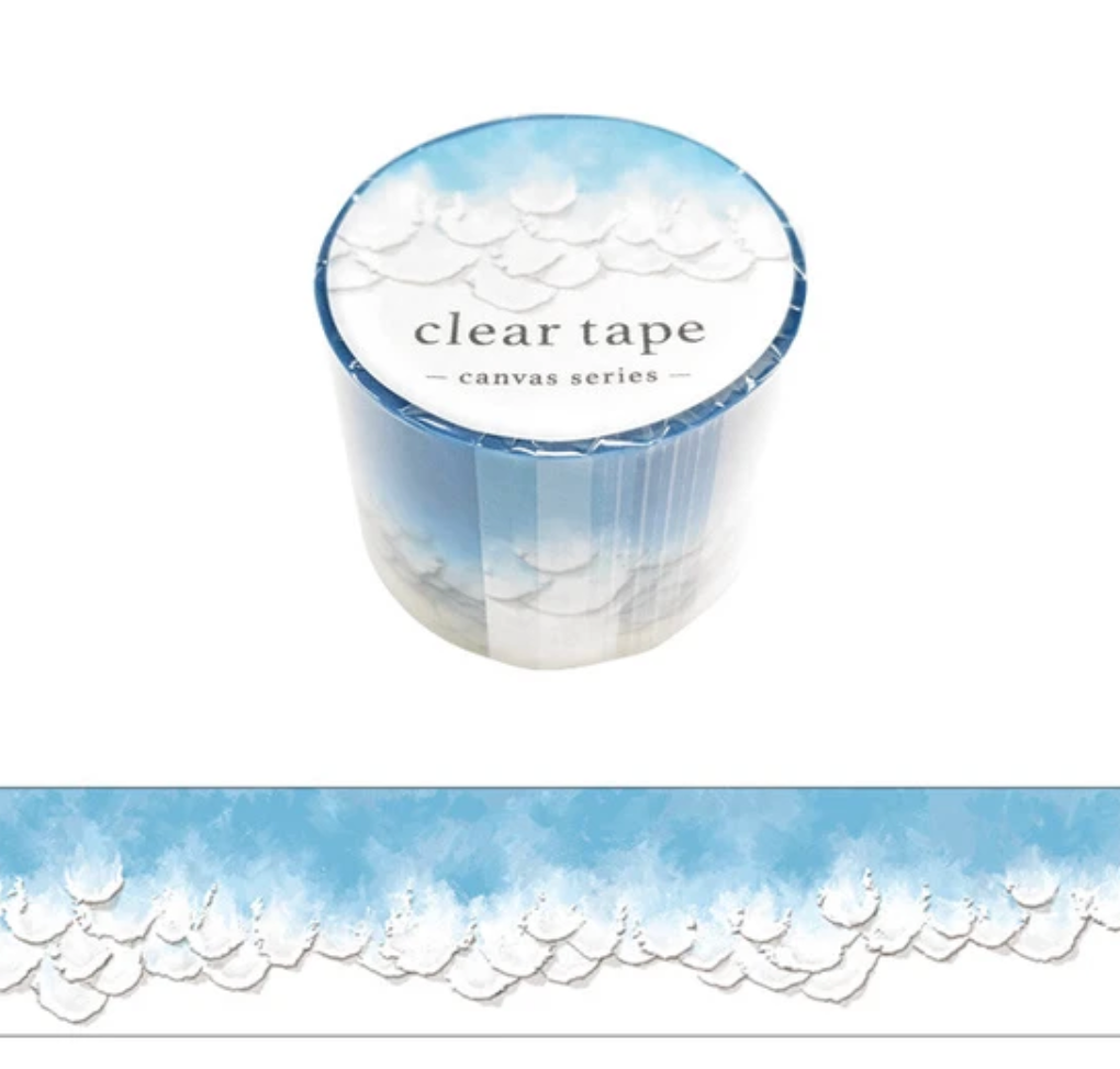 Canvas Waves Blue Clear Tape 30mm Width