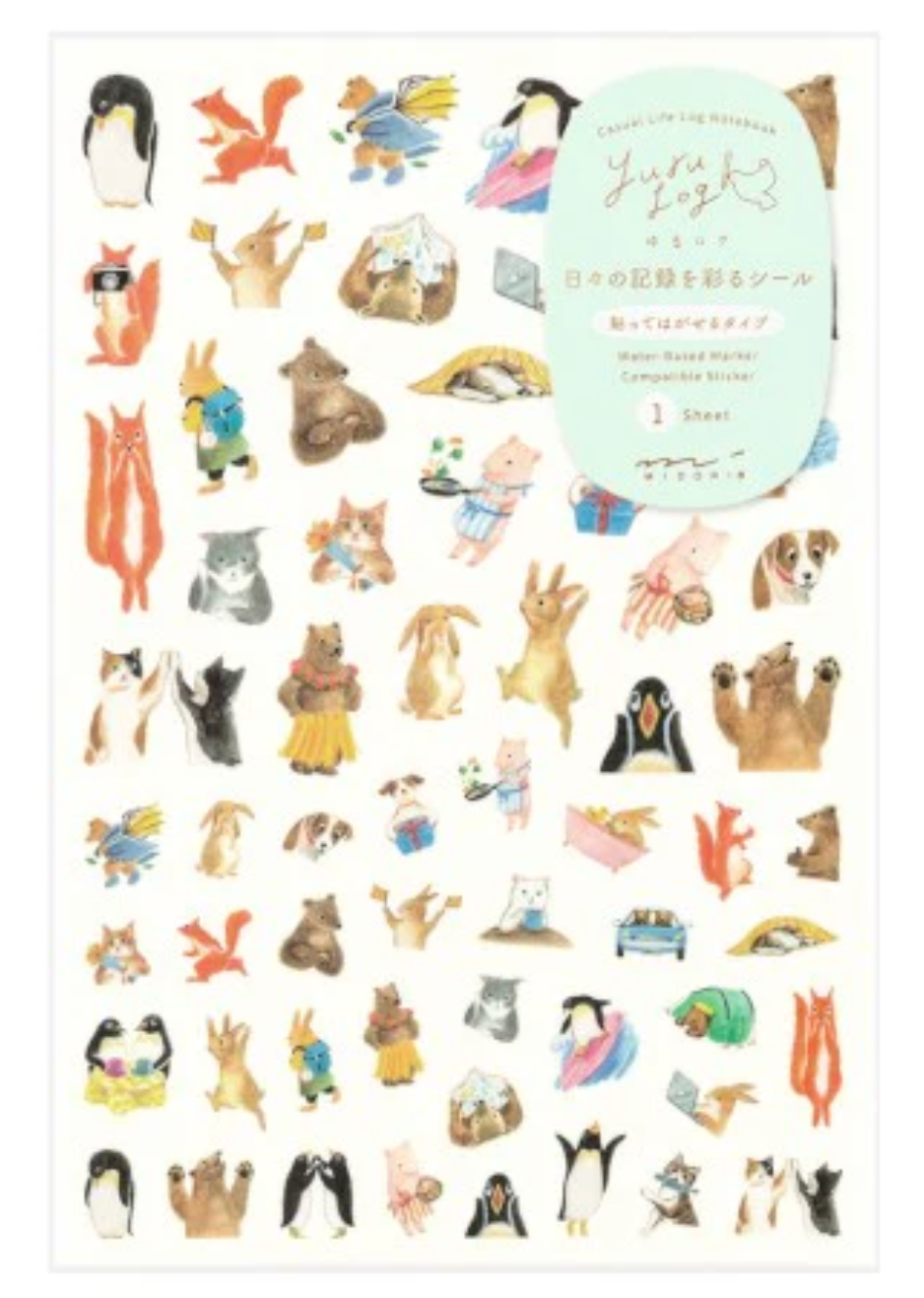 Yuru Log Stickers - 1 Sheets Animal