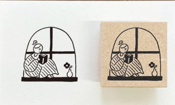 Marl-chan Reading By The Window Stamp