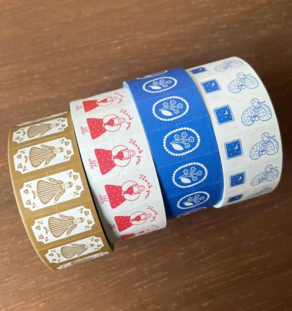 Seal Flower Brooch Blue Sticker Roll