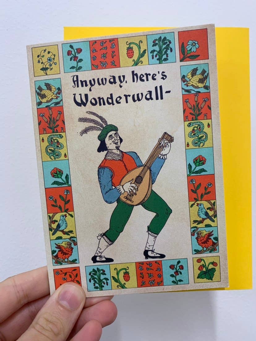 Medieval Lute Birthday Greeting Card "Wonderwall