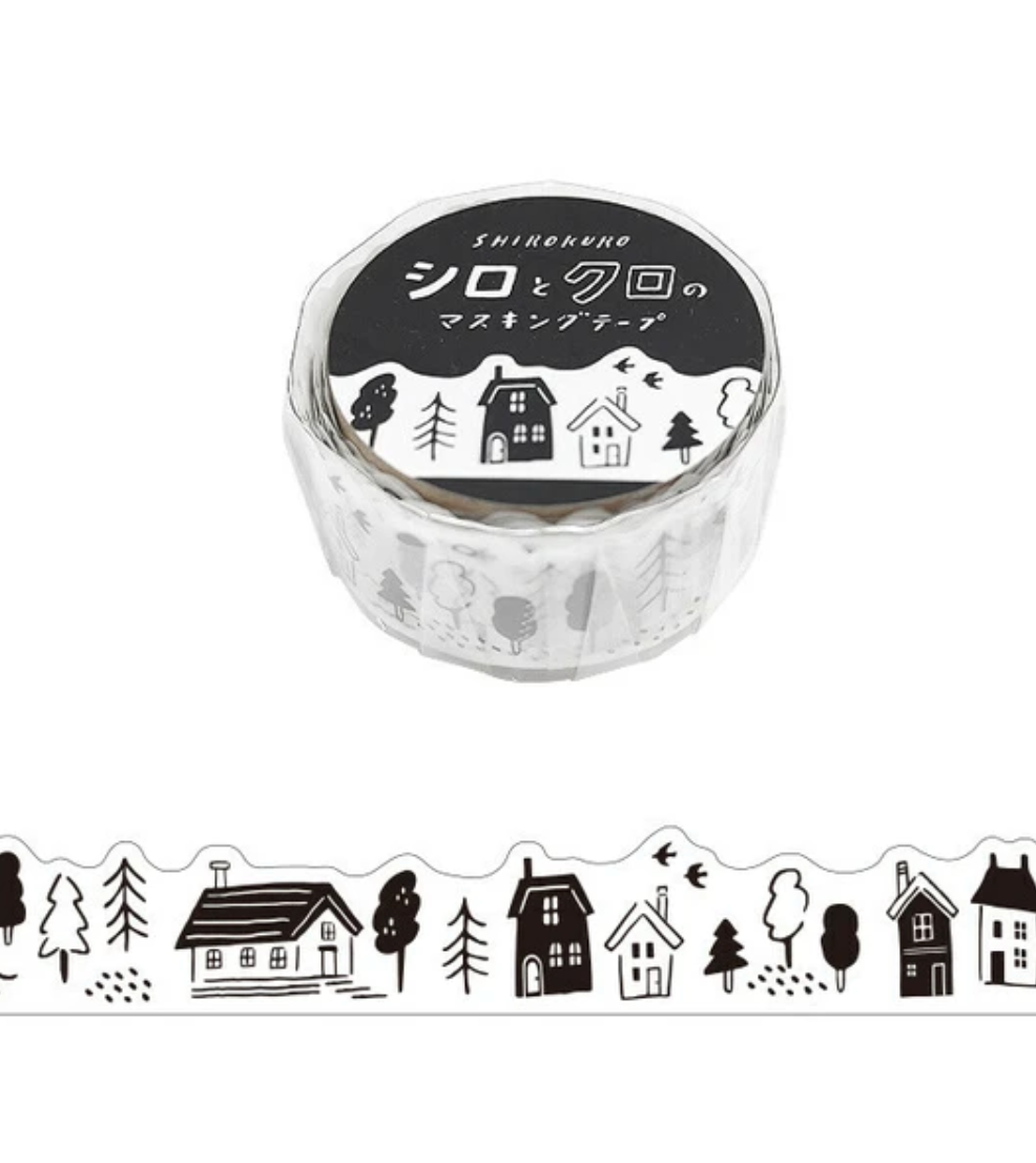 Black and White Houses Washi Tape