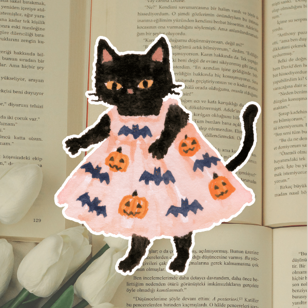 Halloween Kitty Cat Diecut Sticker