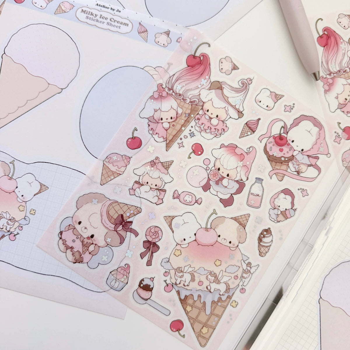 Milky Ice Cream: Large Washi Sticker Sheet