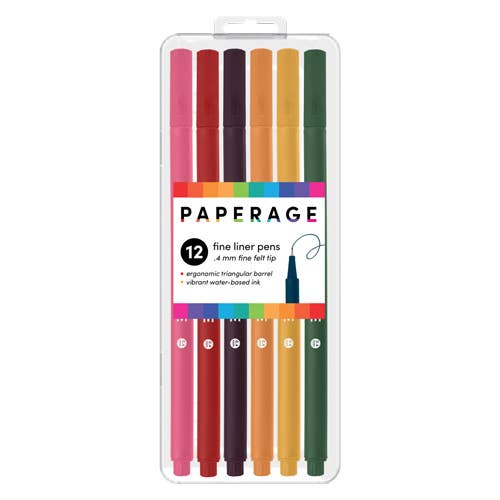 Earth Tones Felt Tip Fine Liner Pen Set – 12pk with Case