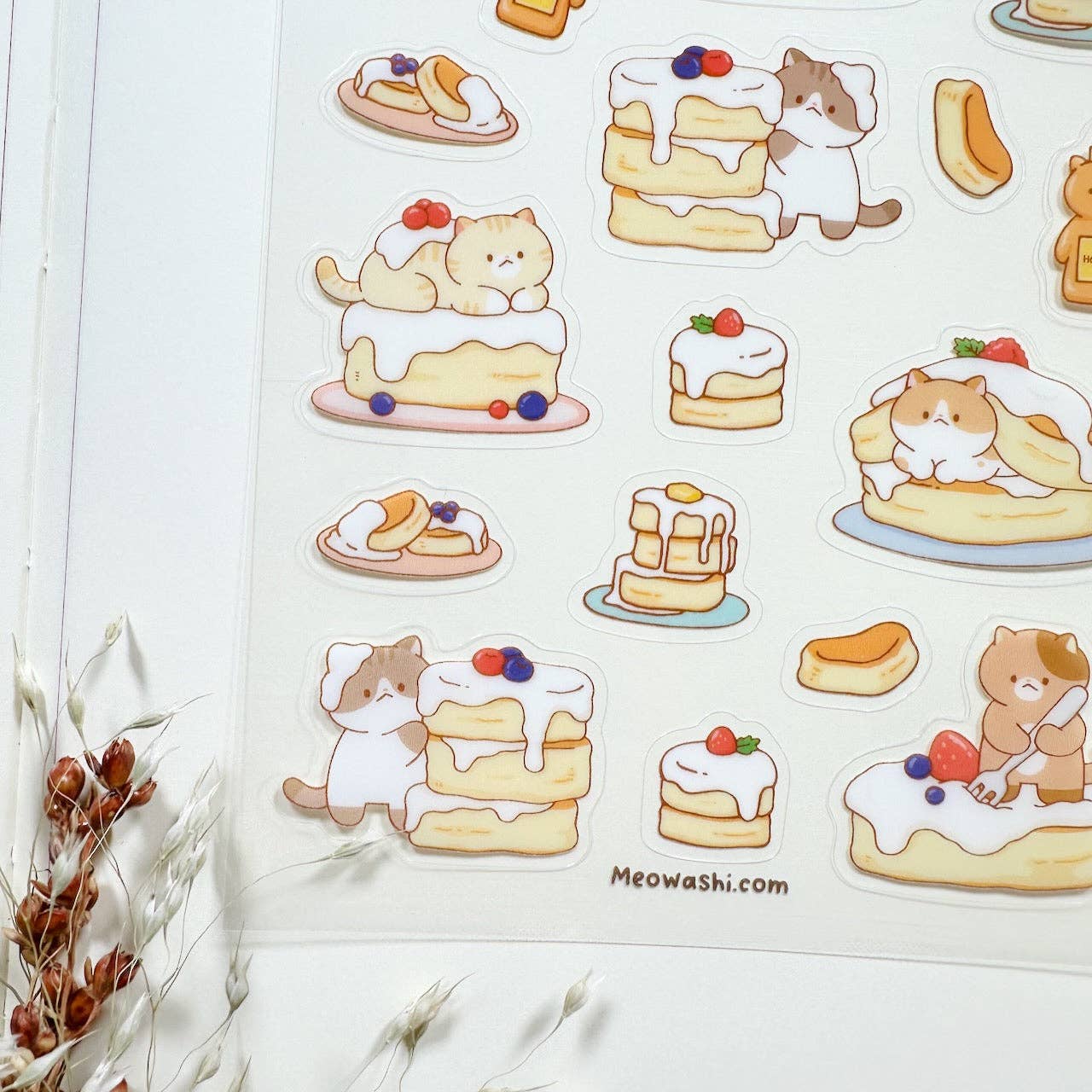 Cat and Pancake Clear Sticker Sheet