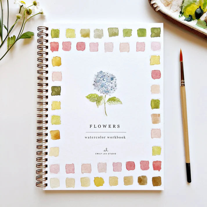 Emily Lex Studios Flowers Watercolor Workbook Paint Tutorial