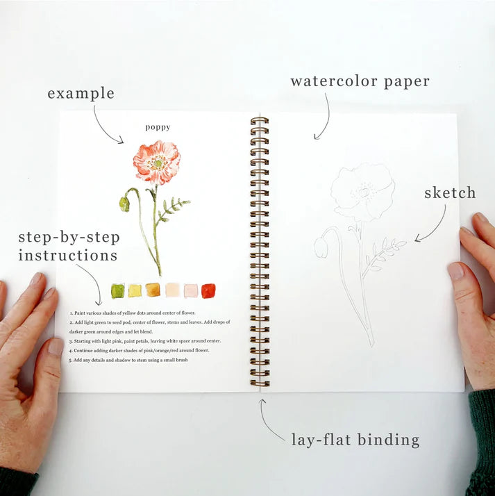 Emily Lex Studios Flowers Watercolor Workbook Paint Tutorial