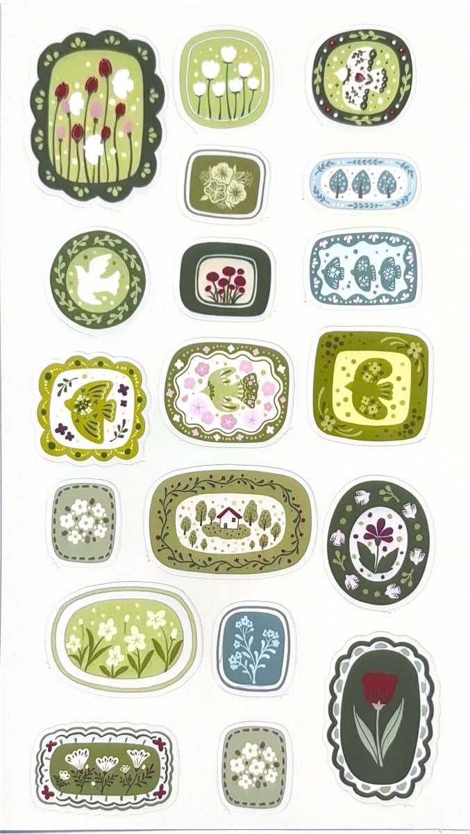 Vintage botanical stamps sticker sheet