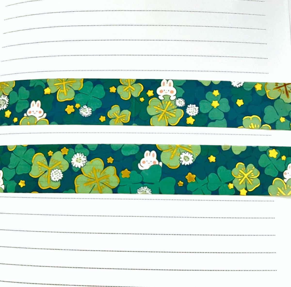 Four Leaf Clover Washi Tape • Gold Foil Lucky Bunny (15mm x 10m)