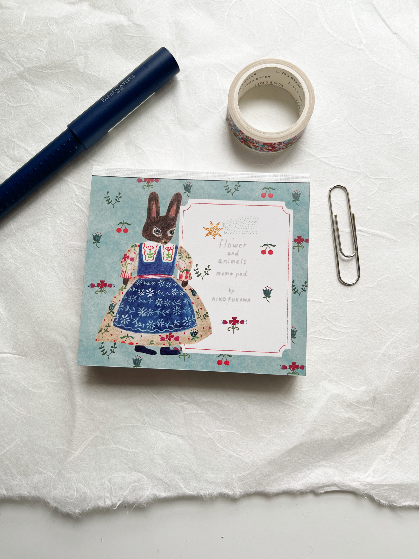 Flower and Animals Square Memo Pad
