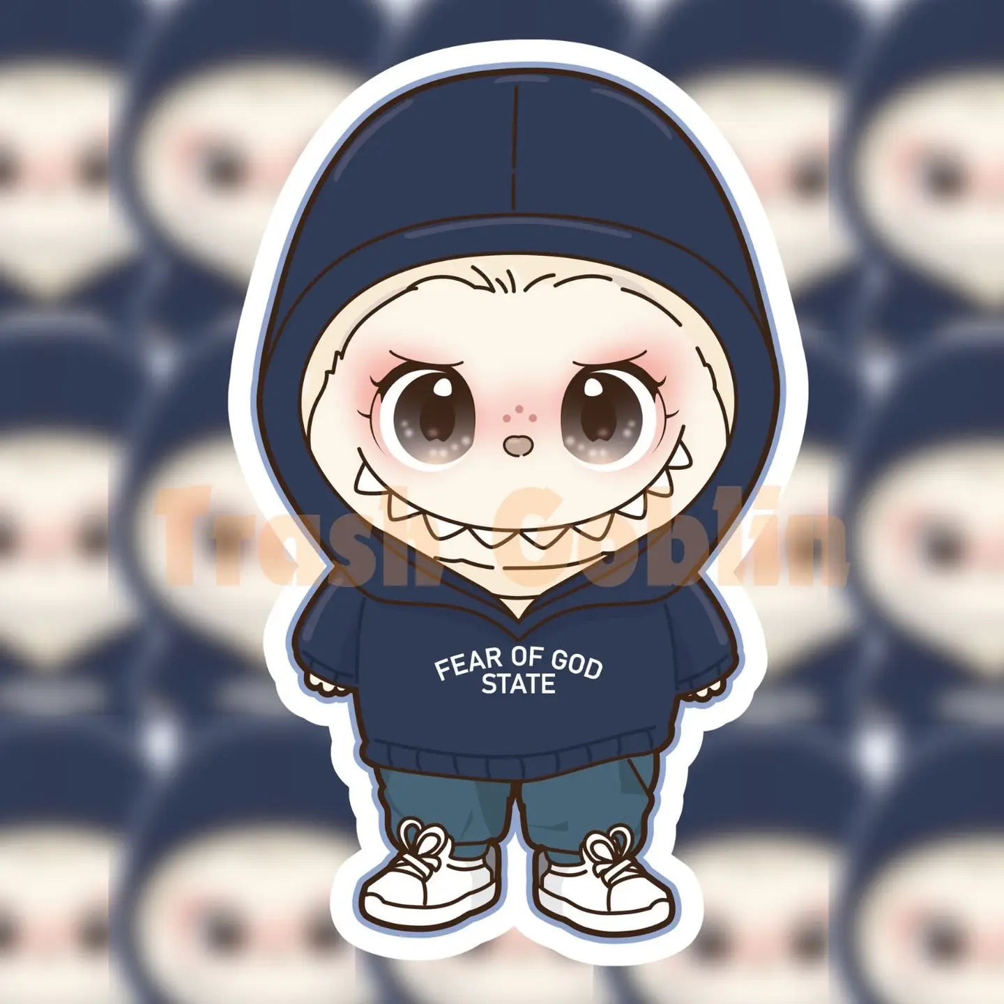 Labubu The Monster Sticker - Fear of God Hoodie Costume, Vinyl Sticker
