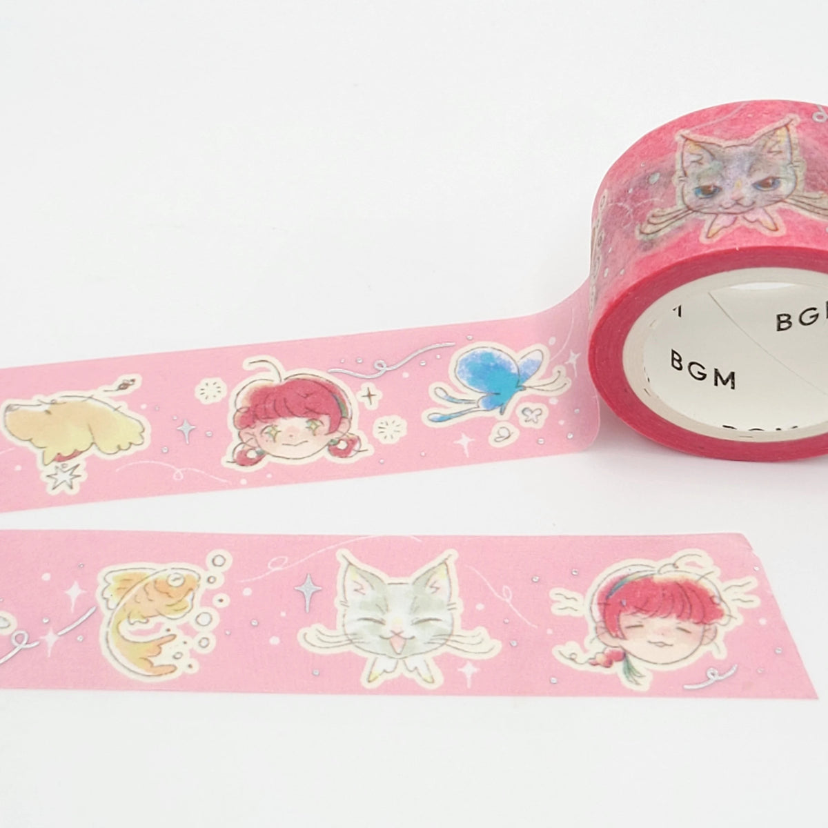 BGM Washi Tape - Pink Girl and Animal Friends