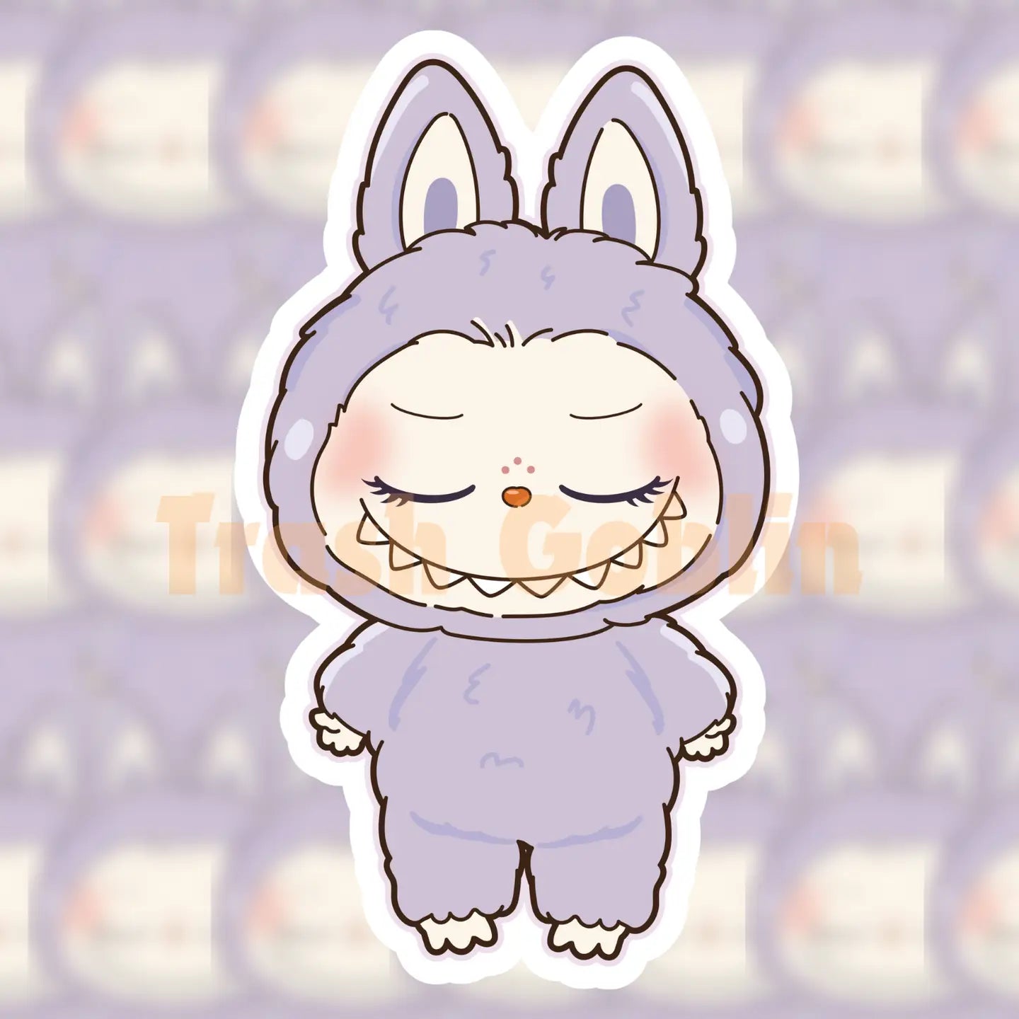 Labubu The Monster Sticker - Lavender Fluffy Costume, Vinyl Sticker