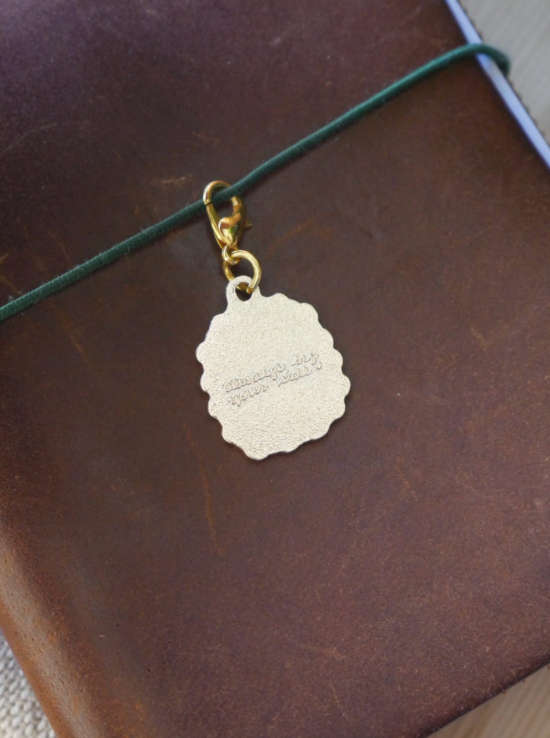 "always by your side" brass charm