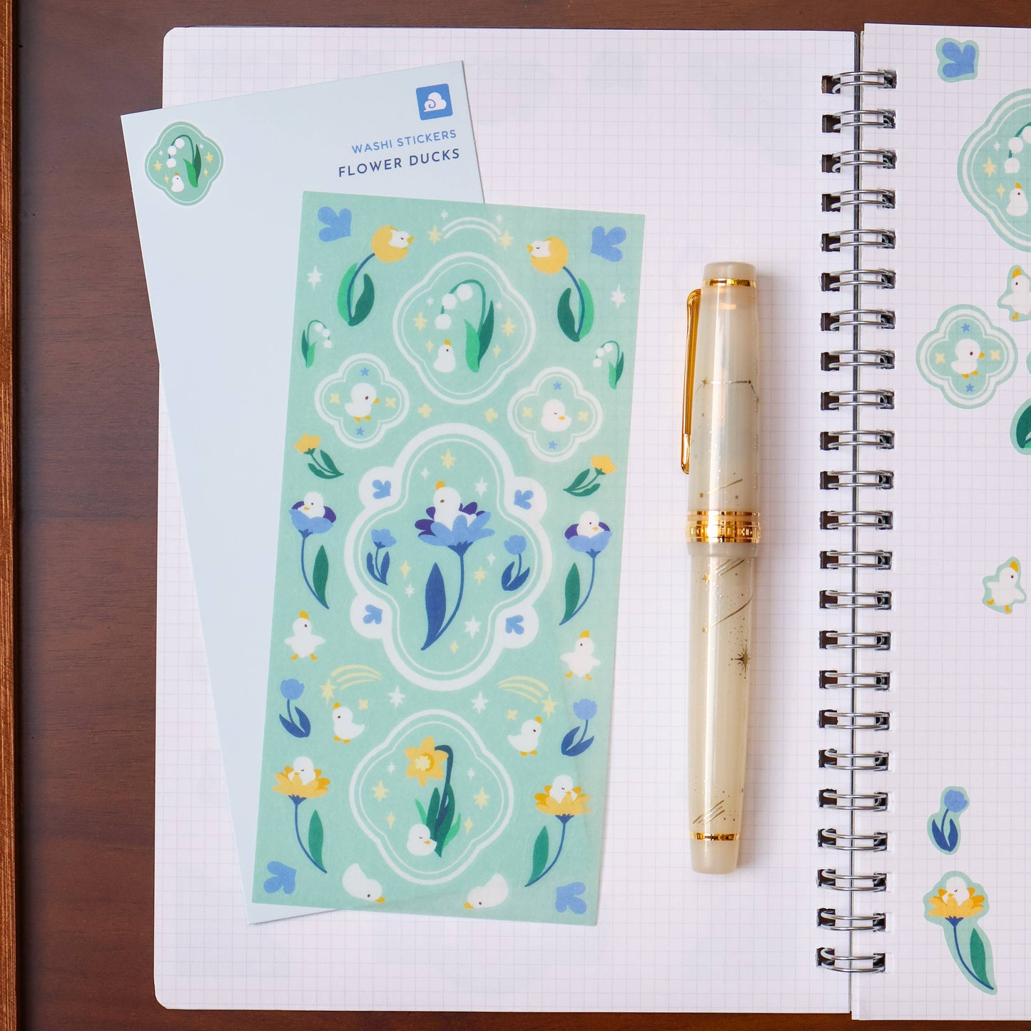 Sticker Sheet (Washi) - Flower Duck