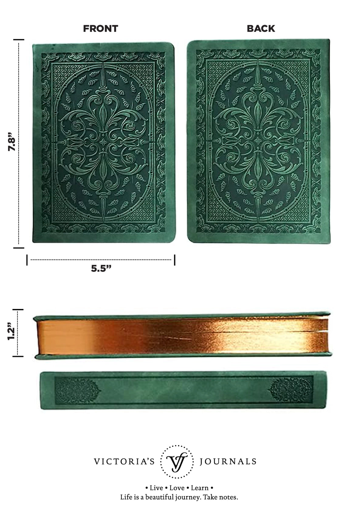Victoria's Journals Vintage Style Diary Hard Cover (Green)