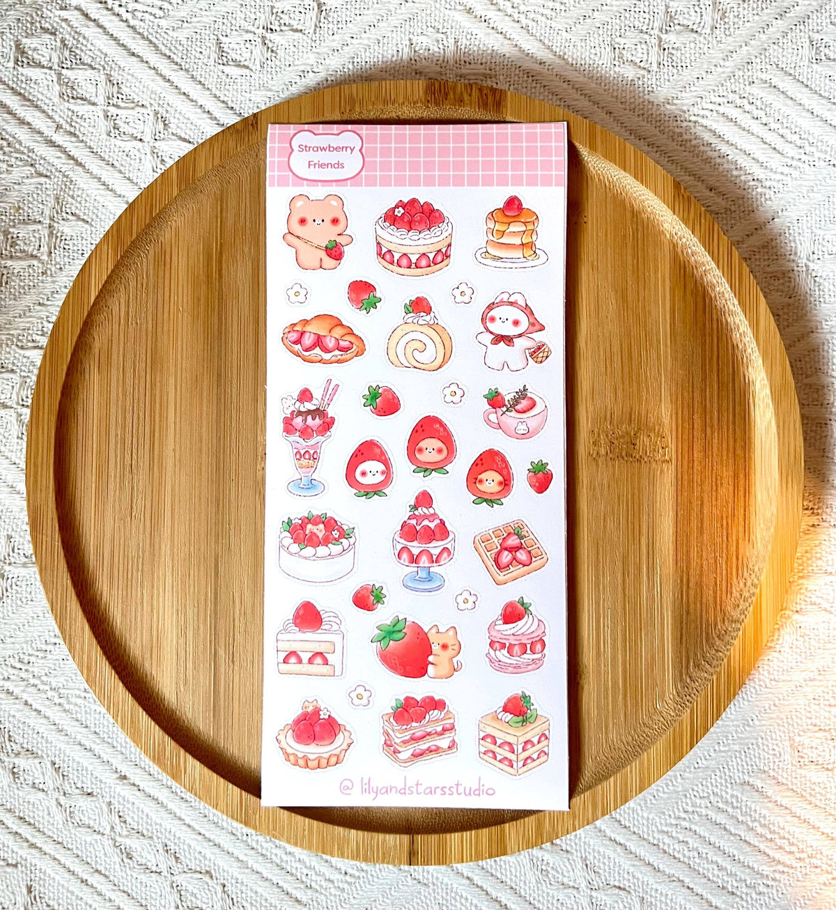 Strawberry Friends Sticker Sheet • Kawaii Cake & Dessert Matte Stickers
