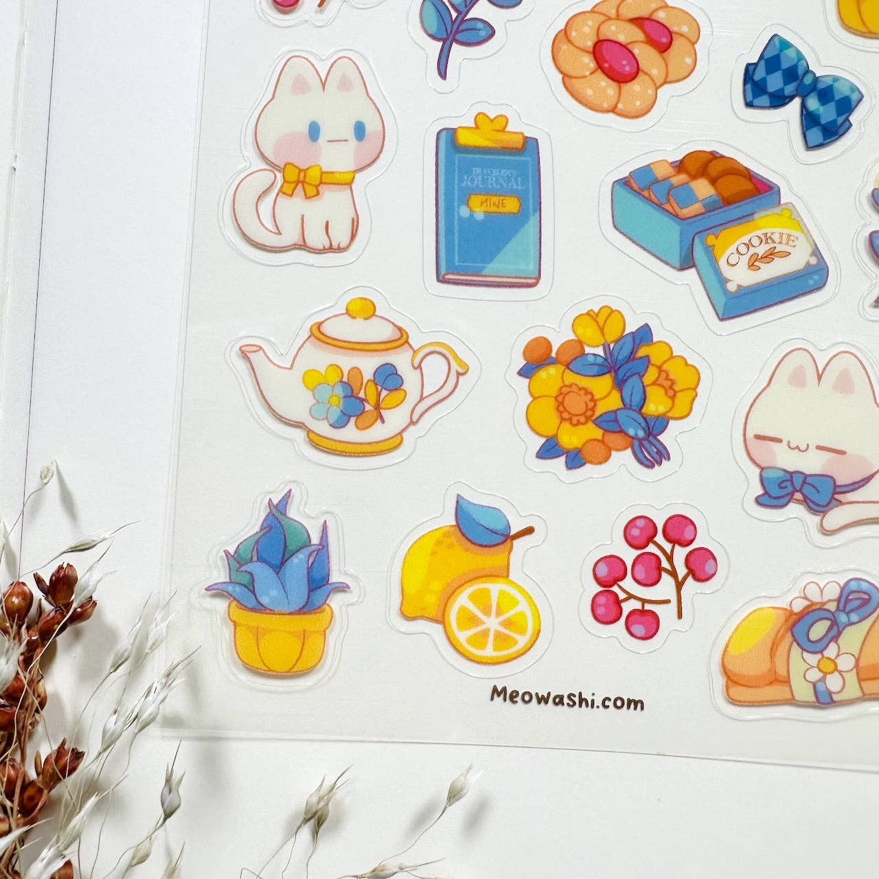 Blue Cat Teatime Clear Sticker Sheet