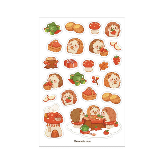 Hedgehog Tea Party Clear Sticker Sheet