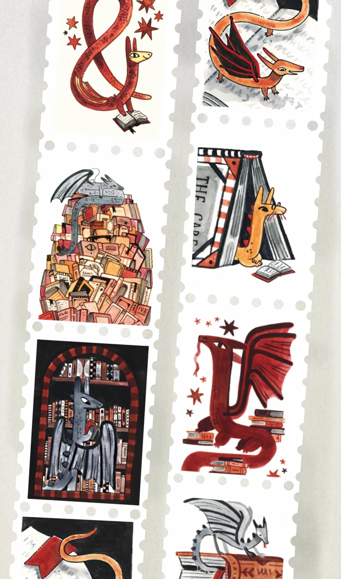 Book Wyrm [Dragon] Stamp Washi Tape