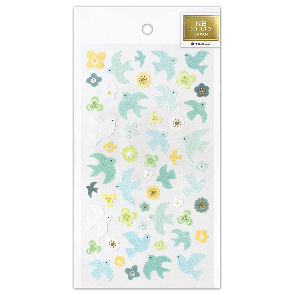 Nonwoven Blue Bird Sticker Sheet