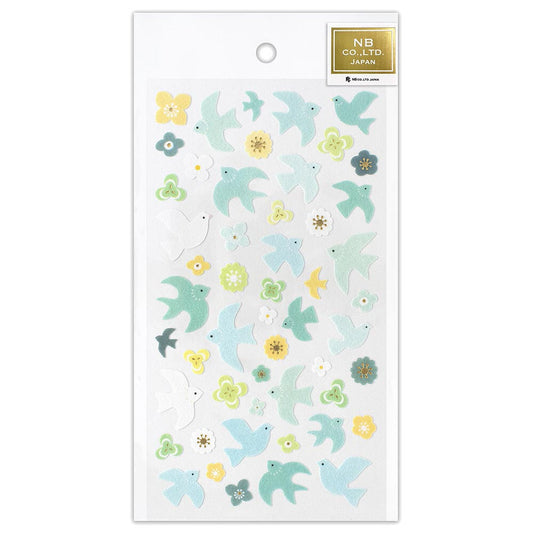 Nonwoven Blue Bird Sticker Sheet