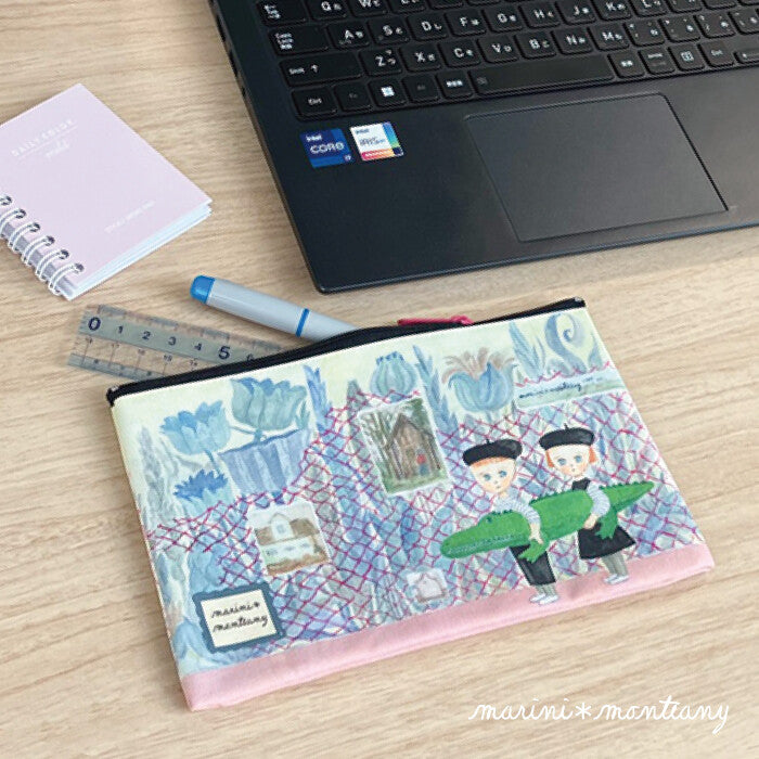 Marini Mantiany Pen pouch Border (with Crocodile)