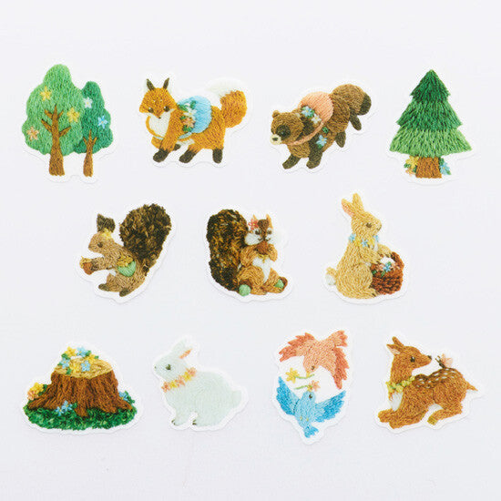 Fox Embroidery Forest Masking Roll Stickers