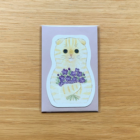 Mini Card - Lavendar Cream Cat