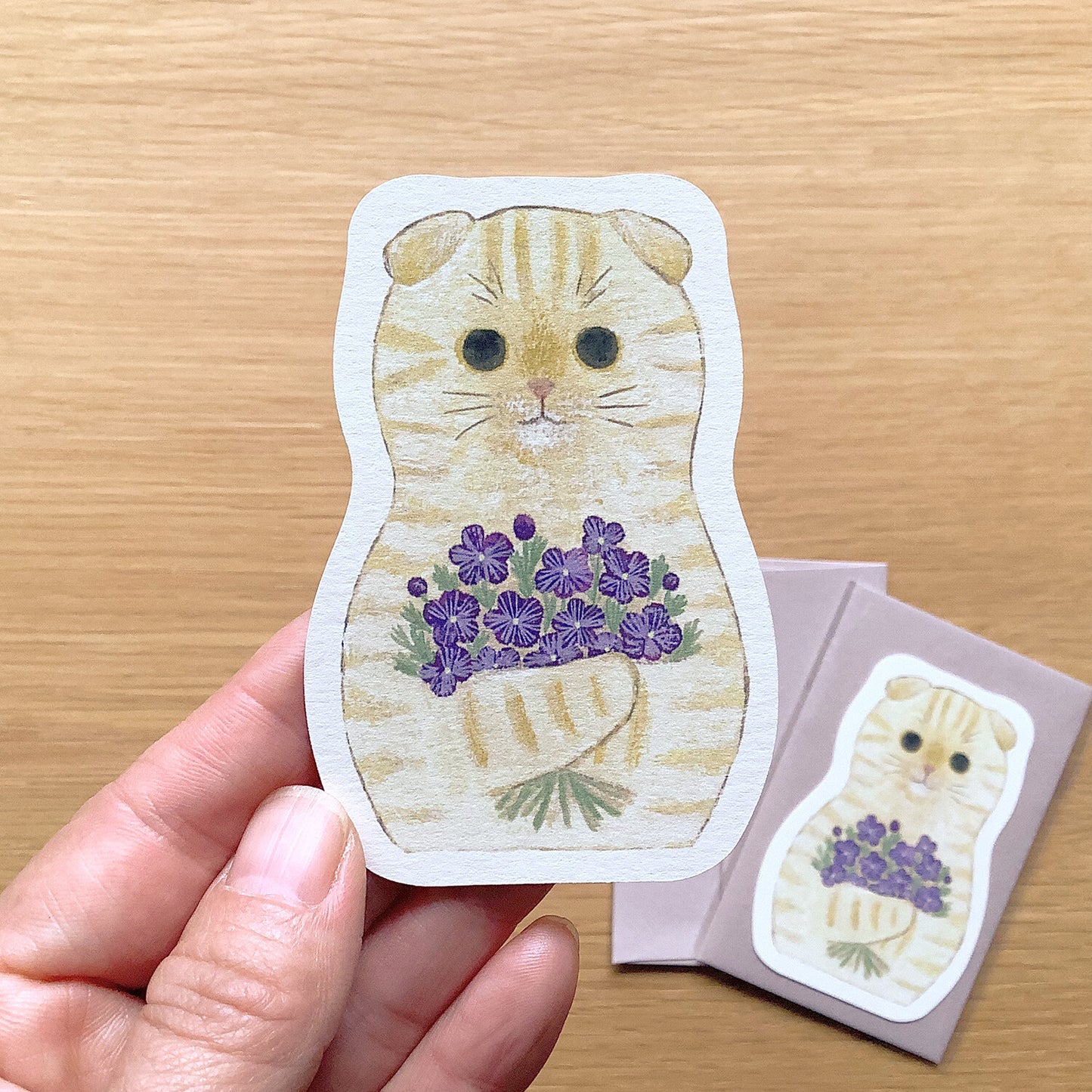Mini Card - Lavendar Cream Cat