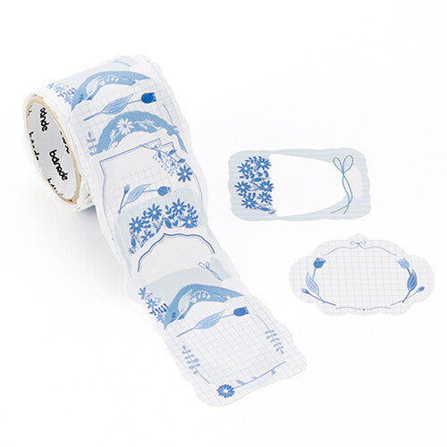 Writable Blue Flowers Masking Roll Stickers