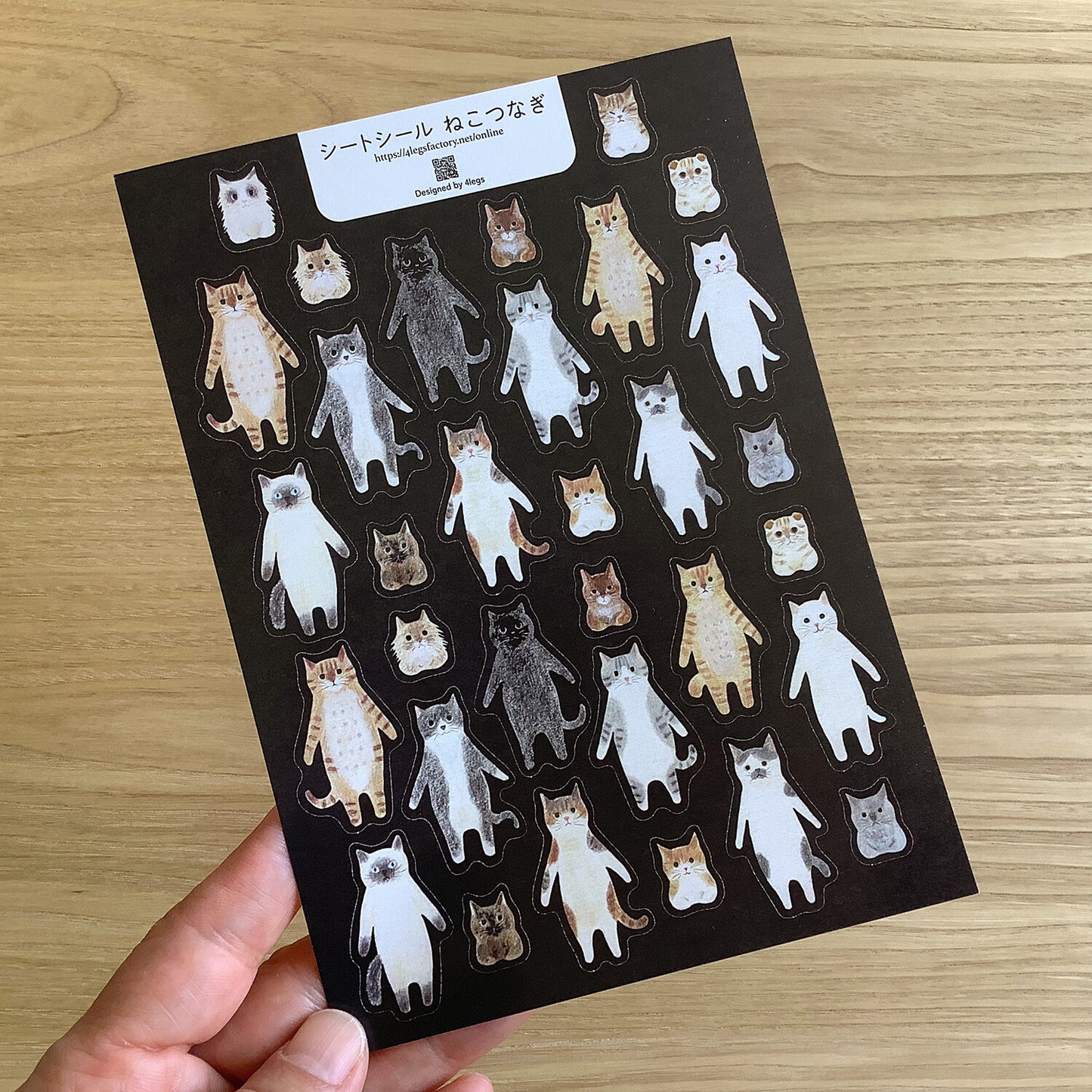 4Legs - Cat Line Up Stickers (Black Background)