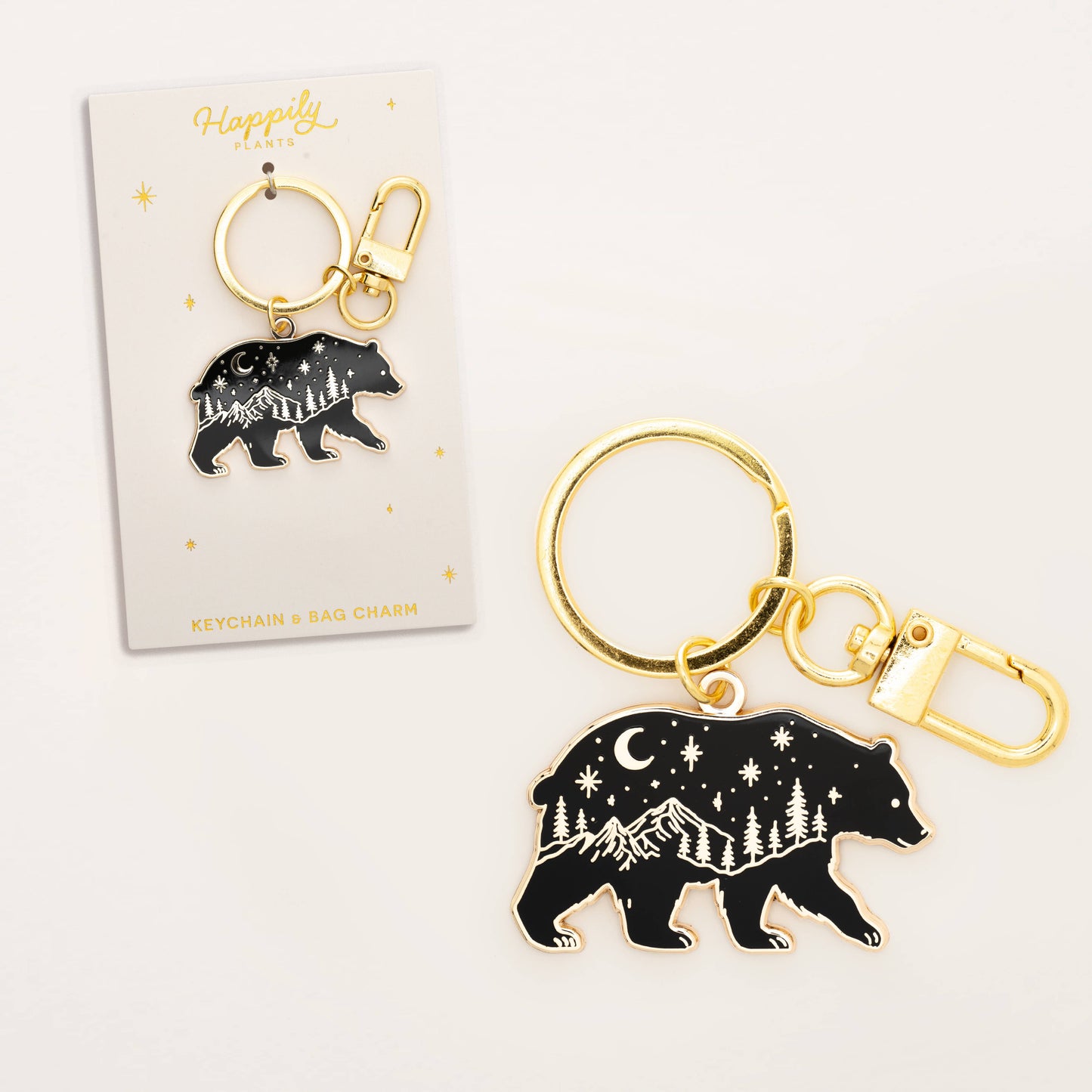 Twilight Bear Keychain Charm, Gift for Camp & Nature Lovers
