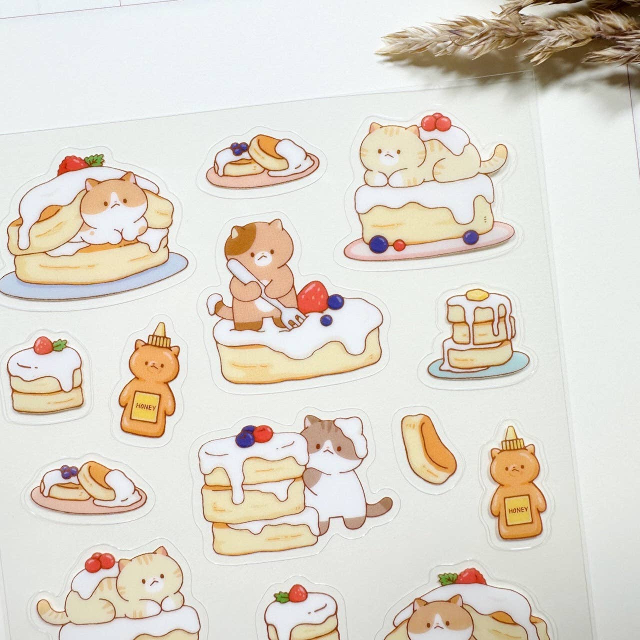Cat and Pancake Clear Sticker Sheet
